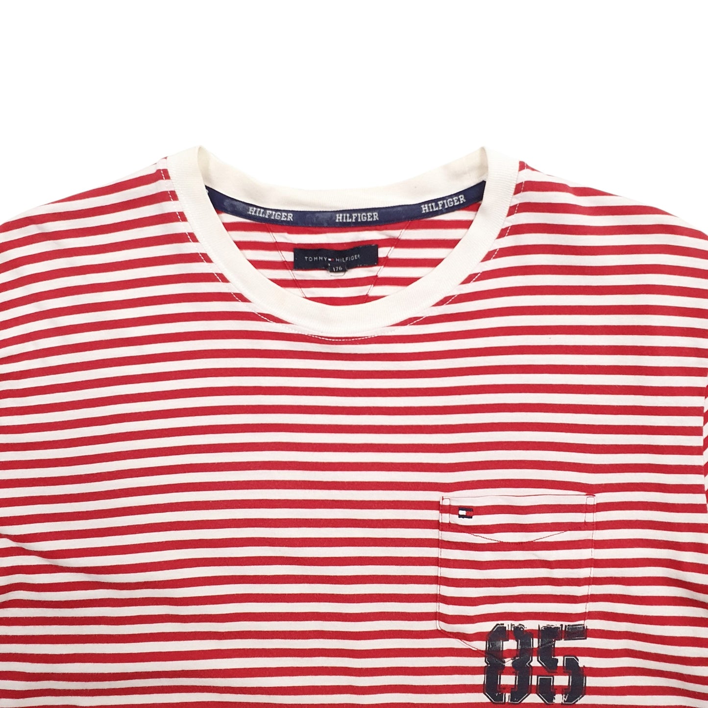 Mens Red Tommy Hilfiger Stripes Short Sleeve T Shirt