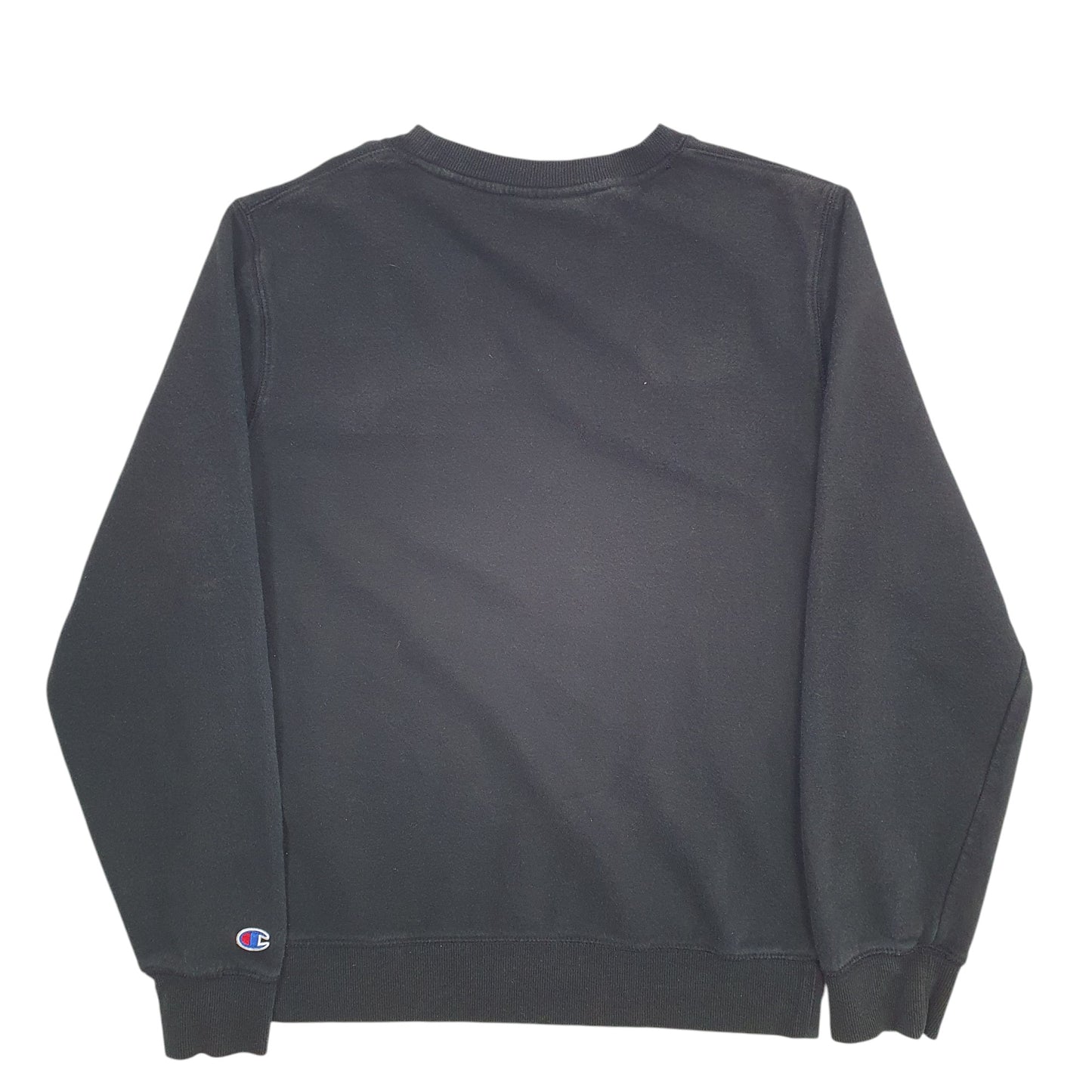 Mens Black Champion Spellout Crewneck Jumper