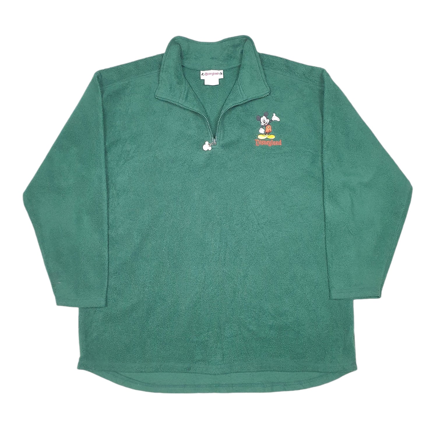 Mens Green Disney Vintage Disneyland Mickey Mouse Quarter Zip Jumper