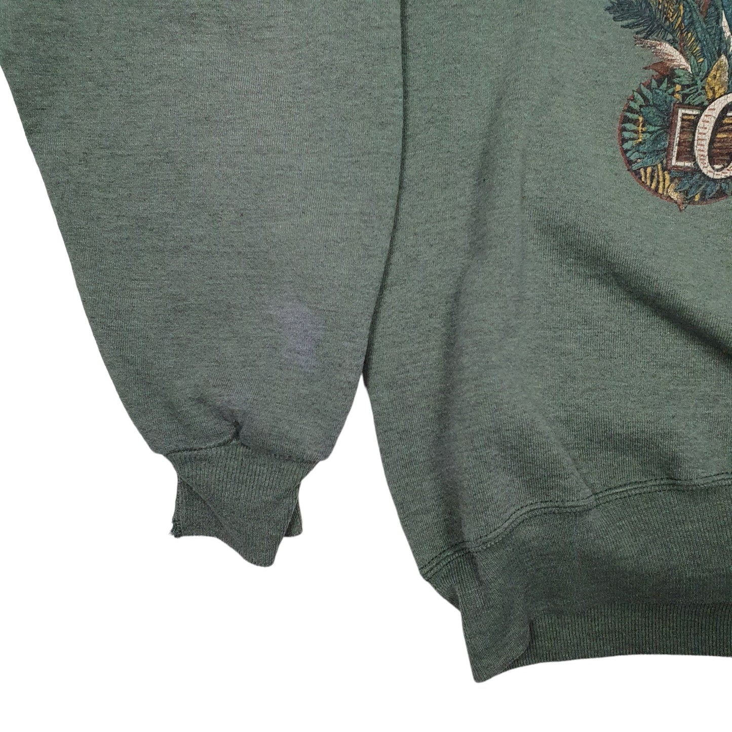 Mens Green Jerzees Deer Made In USA Crewneck Jumper