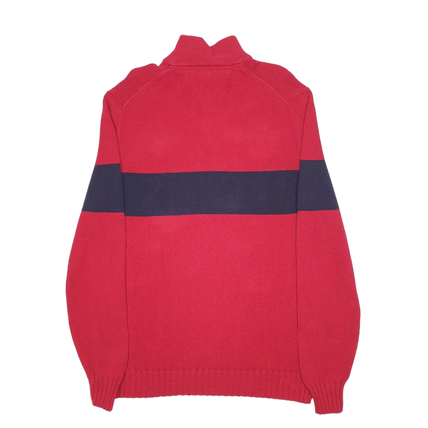 Mens Red Nautica Knit Quarter Zip Jumper