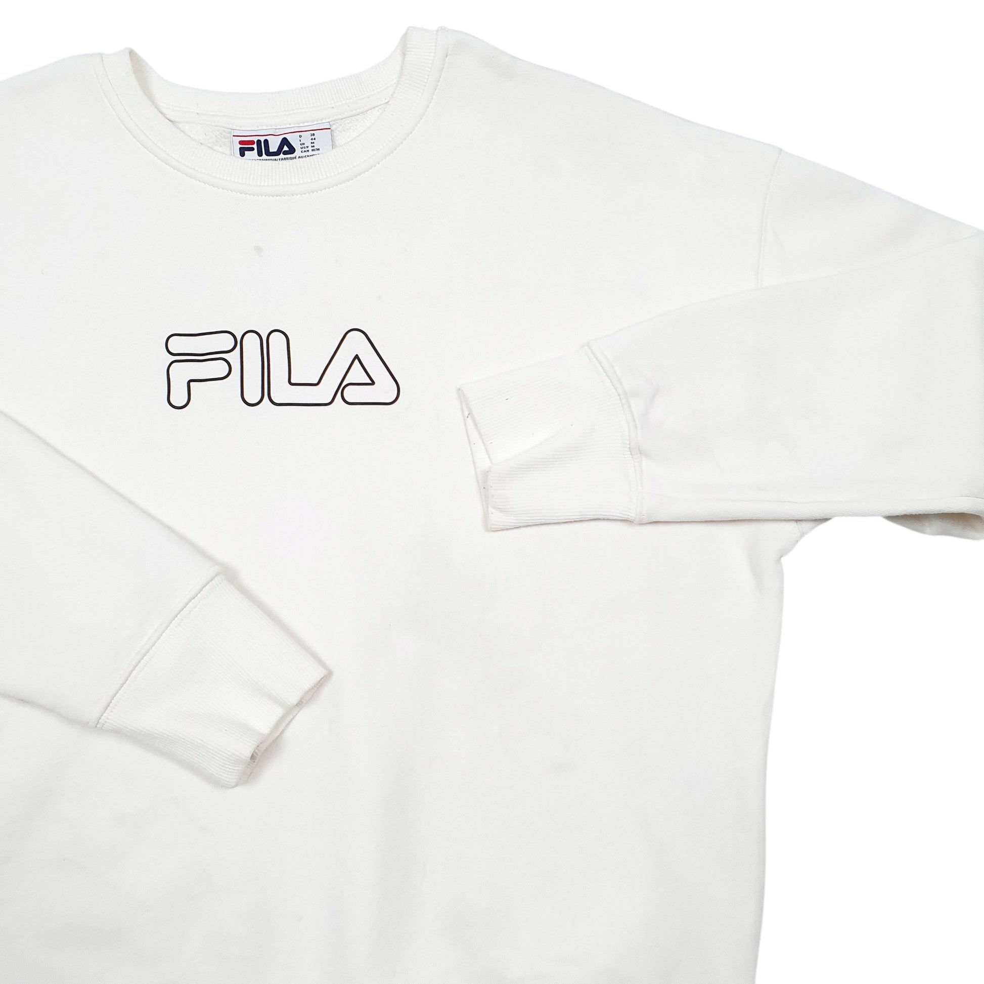 Mens Cream Fila Spellout Crewneck Jumper