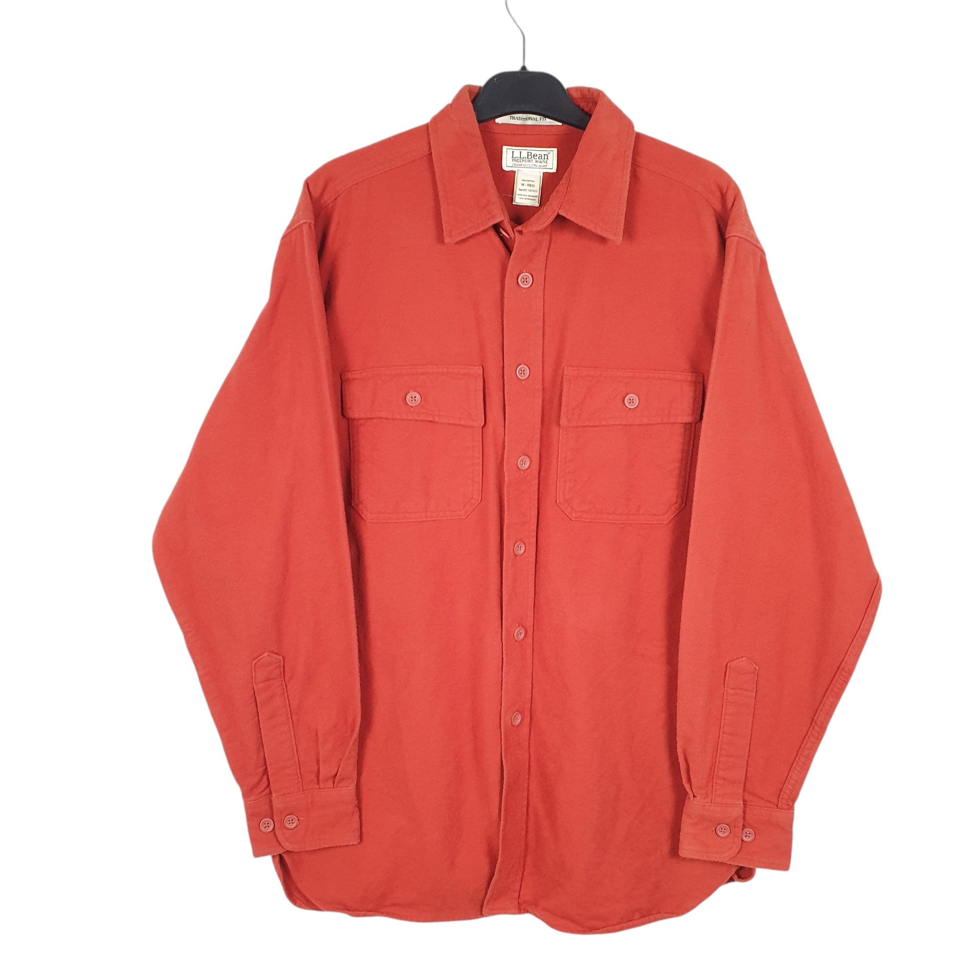 Mens Red L.L.Bean Chamois Overshirt Shacket Long Sleeve Shirt