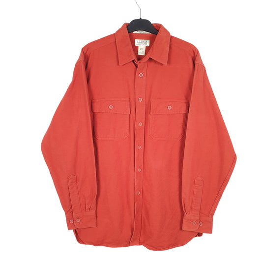 Mens Red L.L.Bean Chamois Overshirt Shacket Long Sleeve Shirt