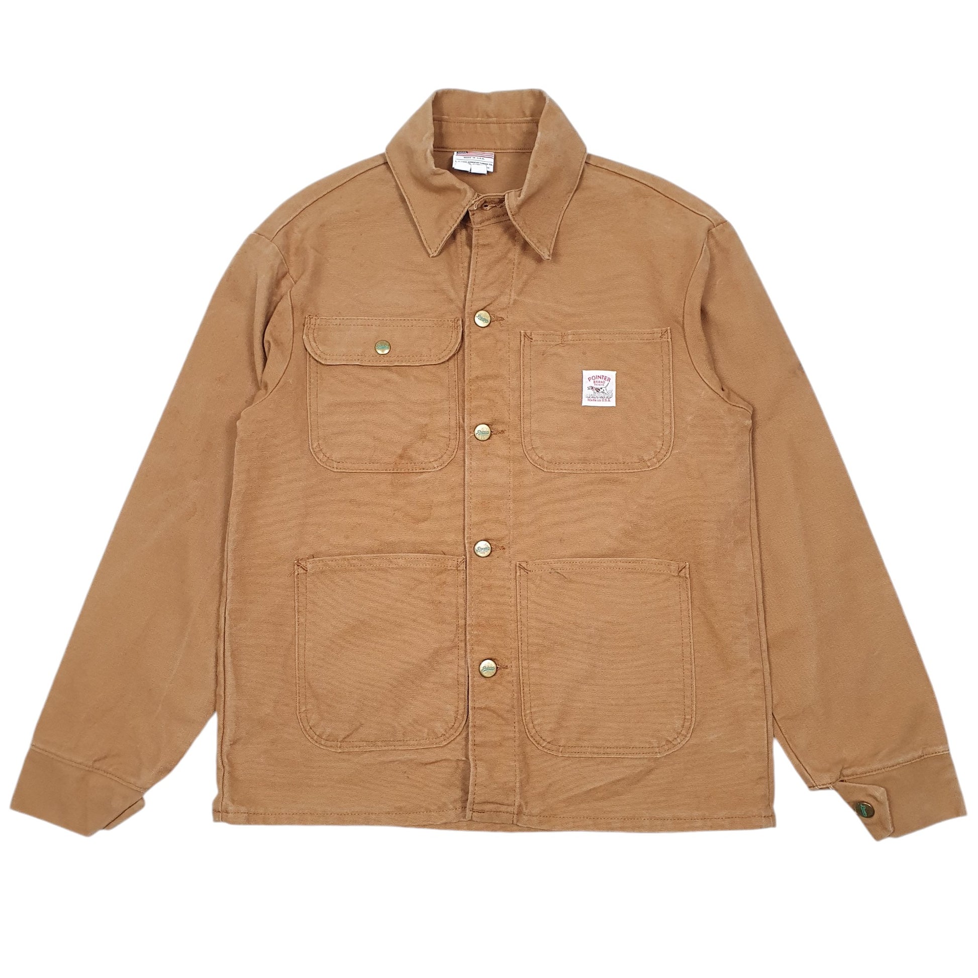 Mens Tan Pointer Brand Made In USA Chore Jacket Unlined Duck  Coat