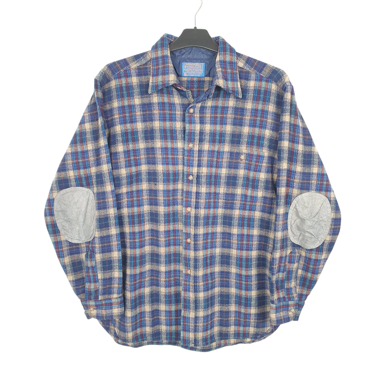 Mens Blue Pendleton Vintage Made In USA Overshirt Long Sleeve Shirt