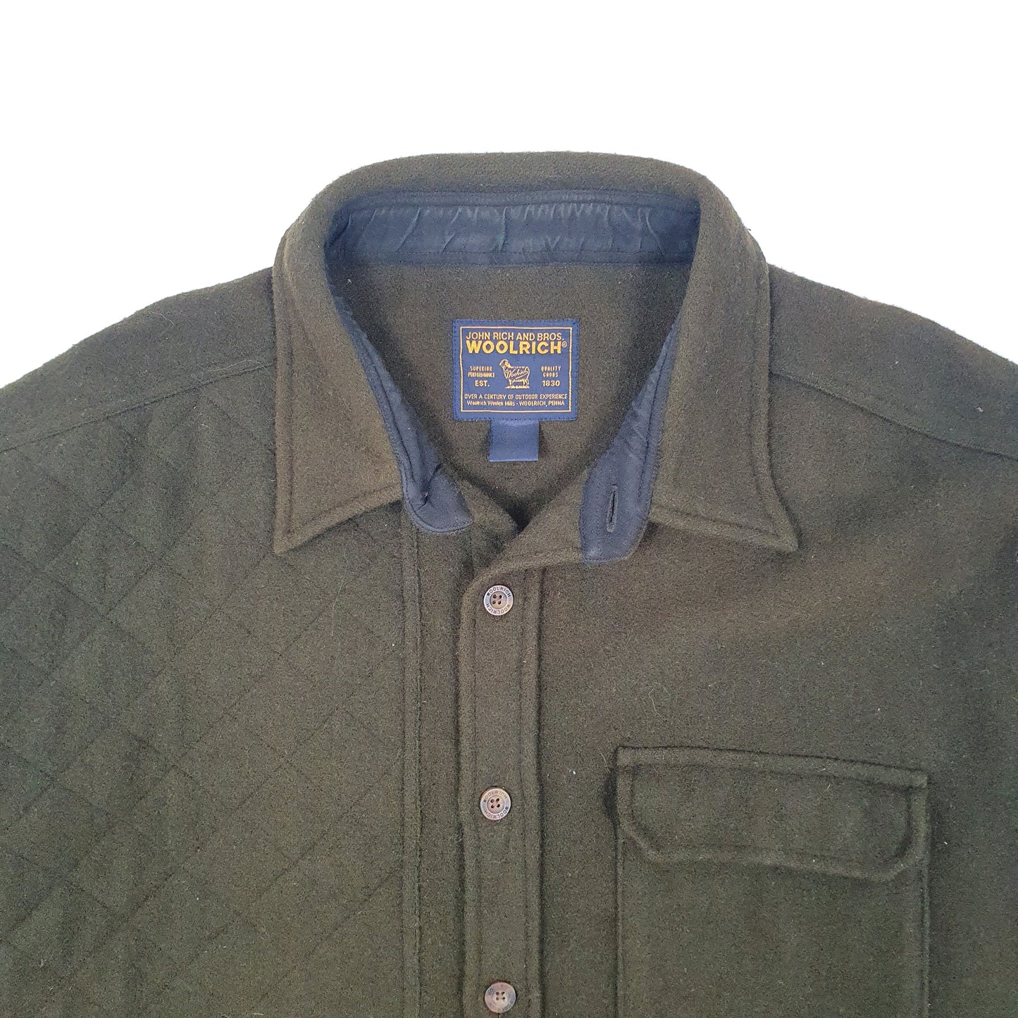 Mens Olive Woolrich Hunting Shooting Overshirt Cruiser  Coat