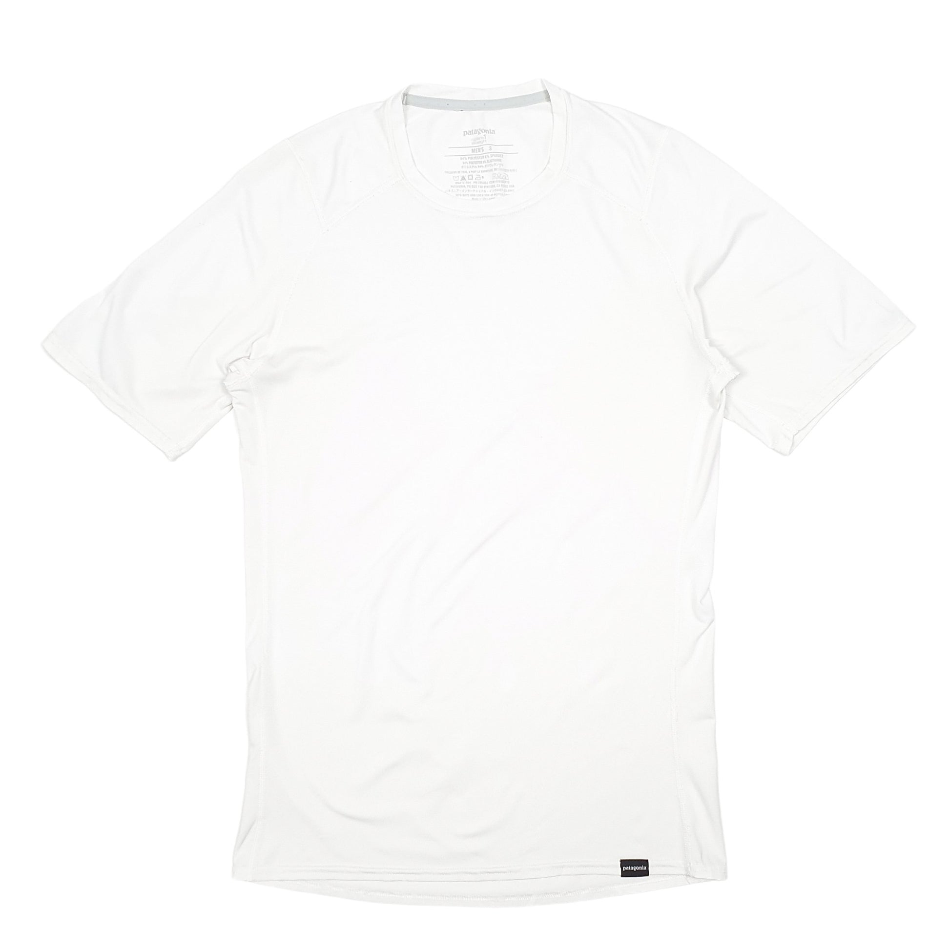 Mens White Patagonia Active Workout Outdoors Hiking Capilene Short Sleeve T Shirt