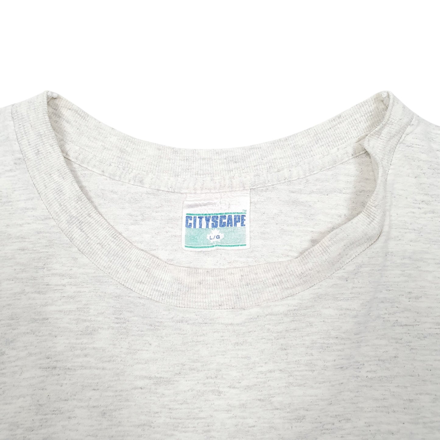 Mens Grey Cityscape Single Stitch Vintage 90s Toronto Canada Short Sleeve T Shirt