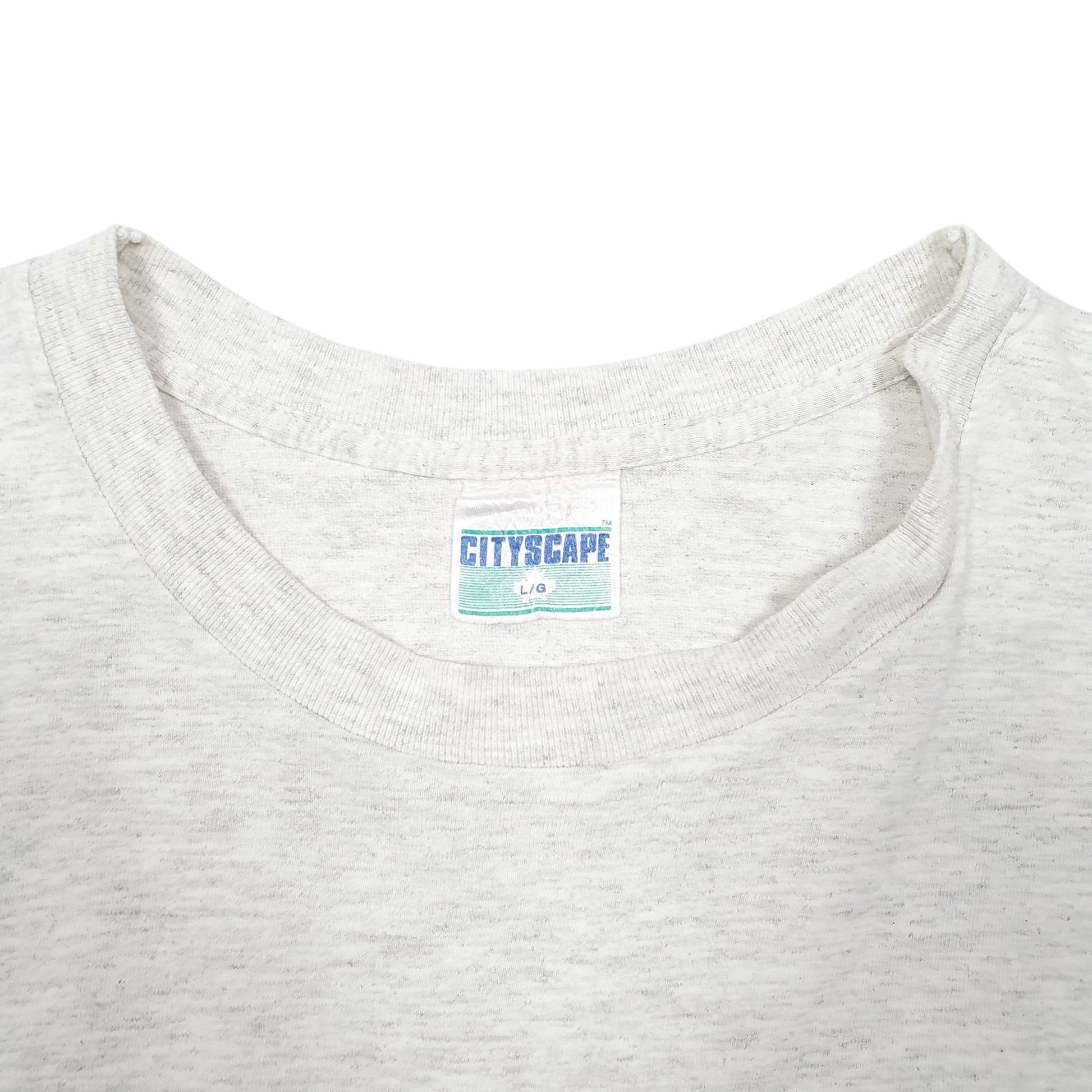 Mens Grey Cityscape Single Stitch Vintage 90s Toronto Canada Short Sleeve T Shirt