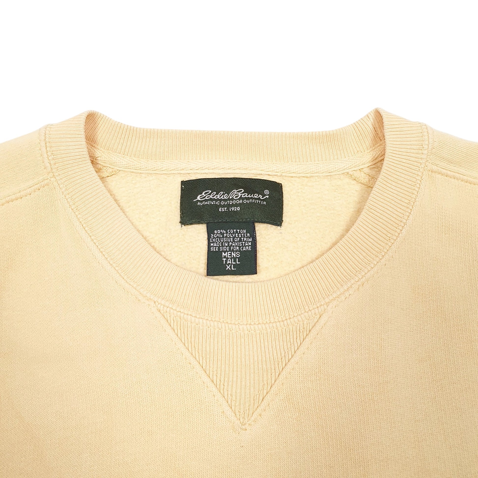 Mens Yellow Eddie Bauer Tall Sweat Sweater Crewneck Jumper