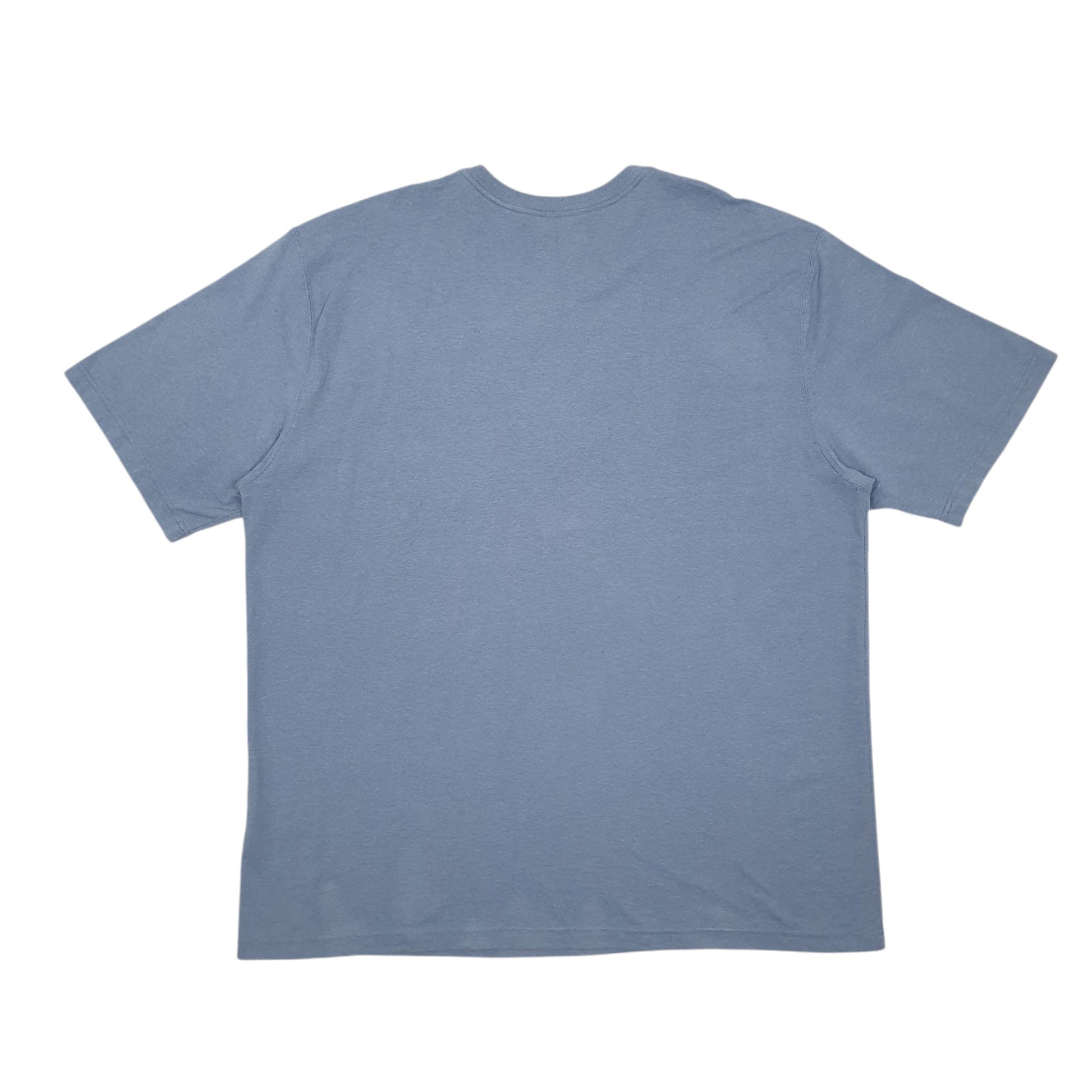 Mens Blue Carhartt Henley Short Sleeve T Shirt