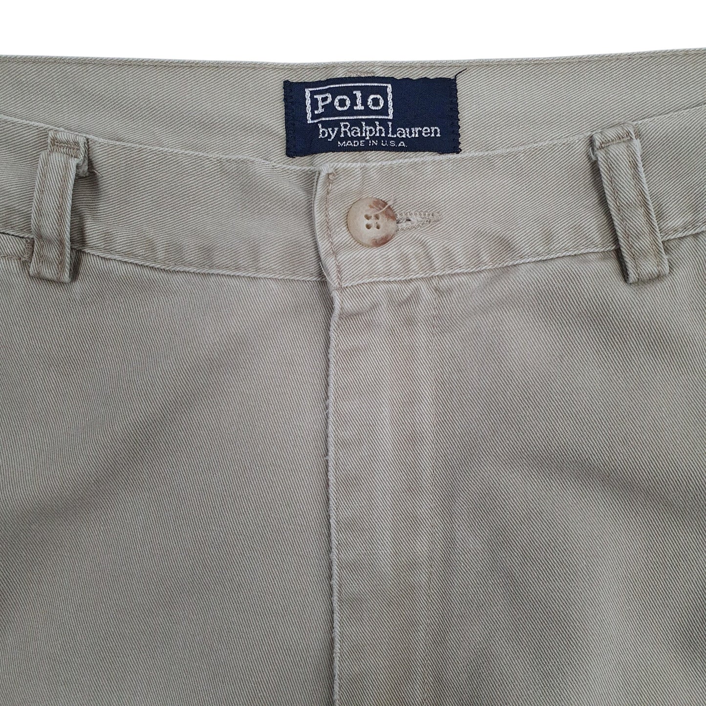 Mens Beige Polo Ralph Lauren Vintage 80s Made In USA Pleated Chino Trousers