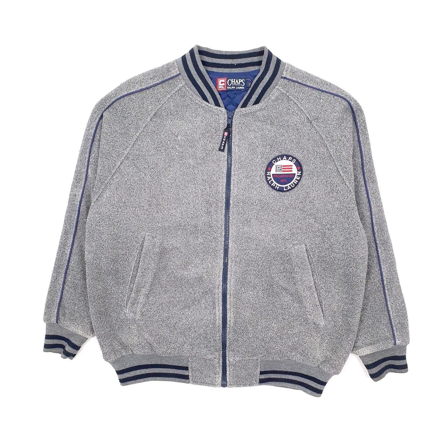 Mens Grey Ralph Lauren Chaps Vintage 1990s Varsity  Coat