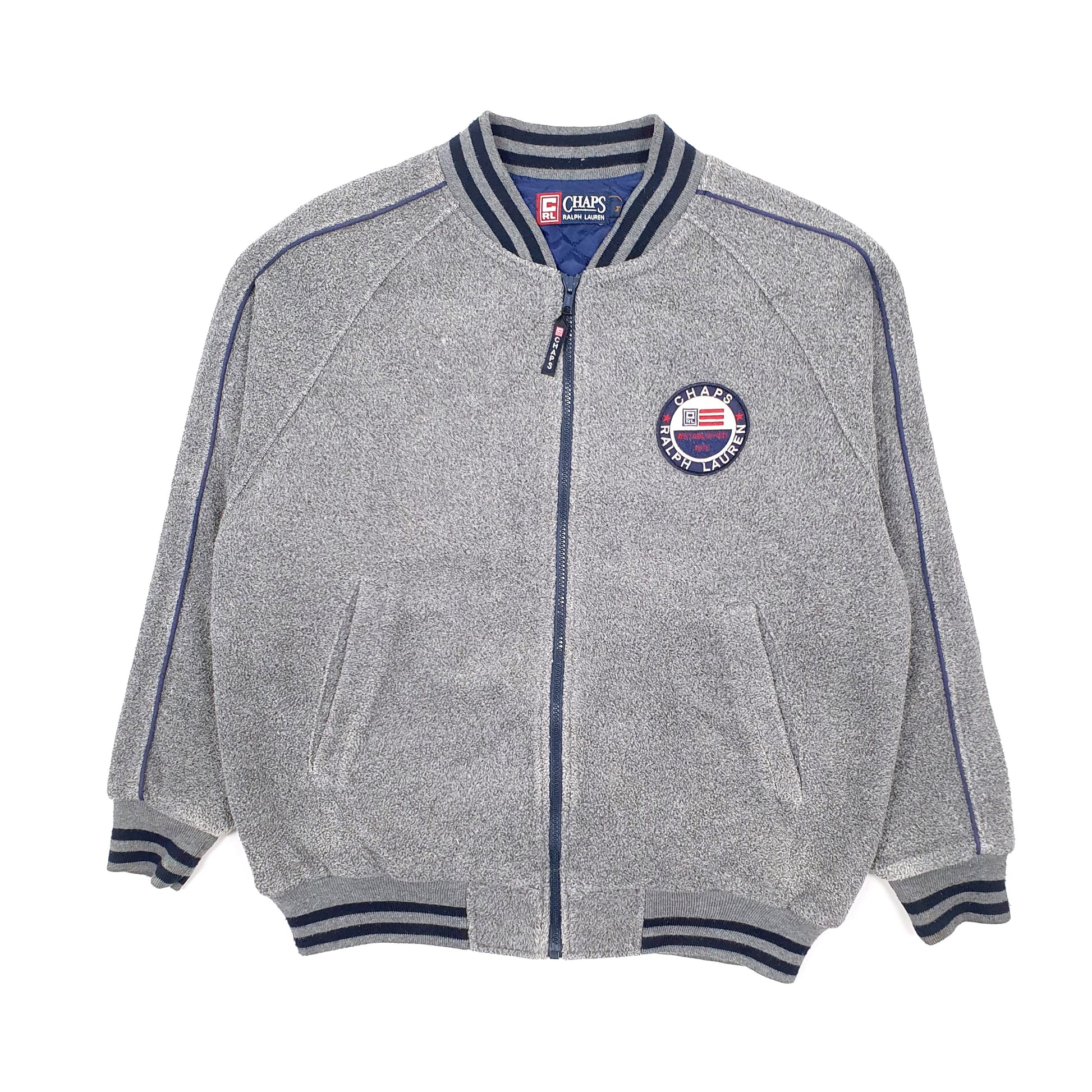 Mens Grey Ralph Lauren Chaps Vintage 1990s Varsity  Coat