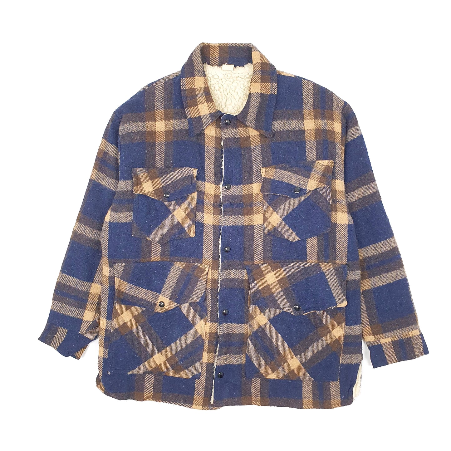 Mens Navy Unbranded Vintage 1980s Plaid Mackinaw Shacket  Coat