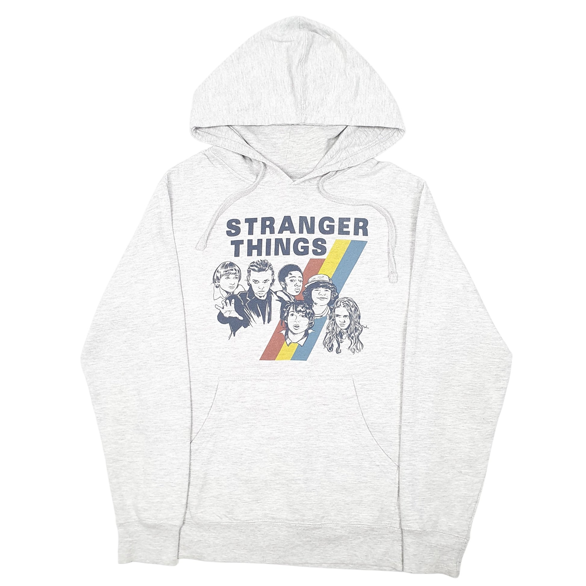 Mens Grey Stranger Things Spellout Eleven Hoodie Jumper