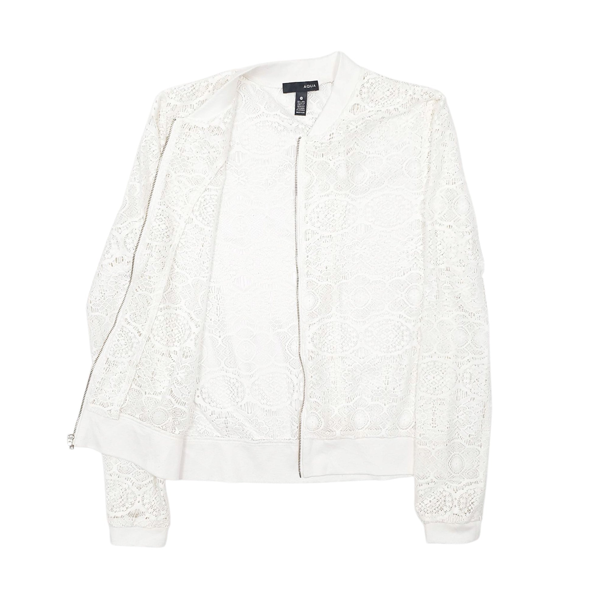 Womens White Aqua  Full Zip Jumper