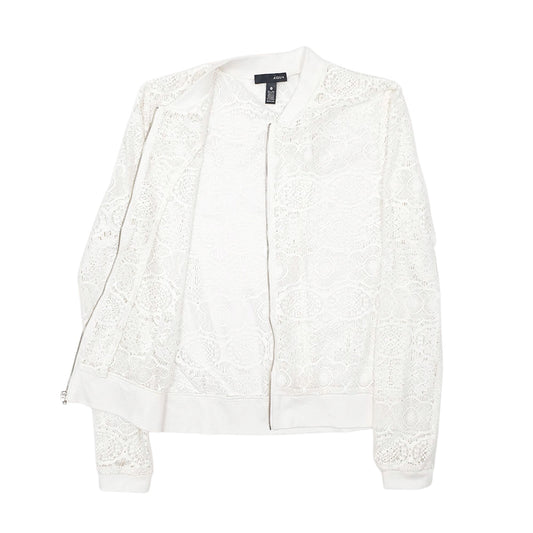 Womens White Aqua  Full Zip Jumper