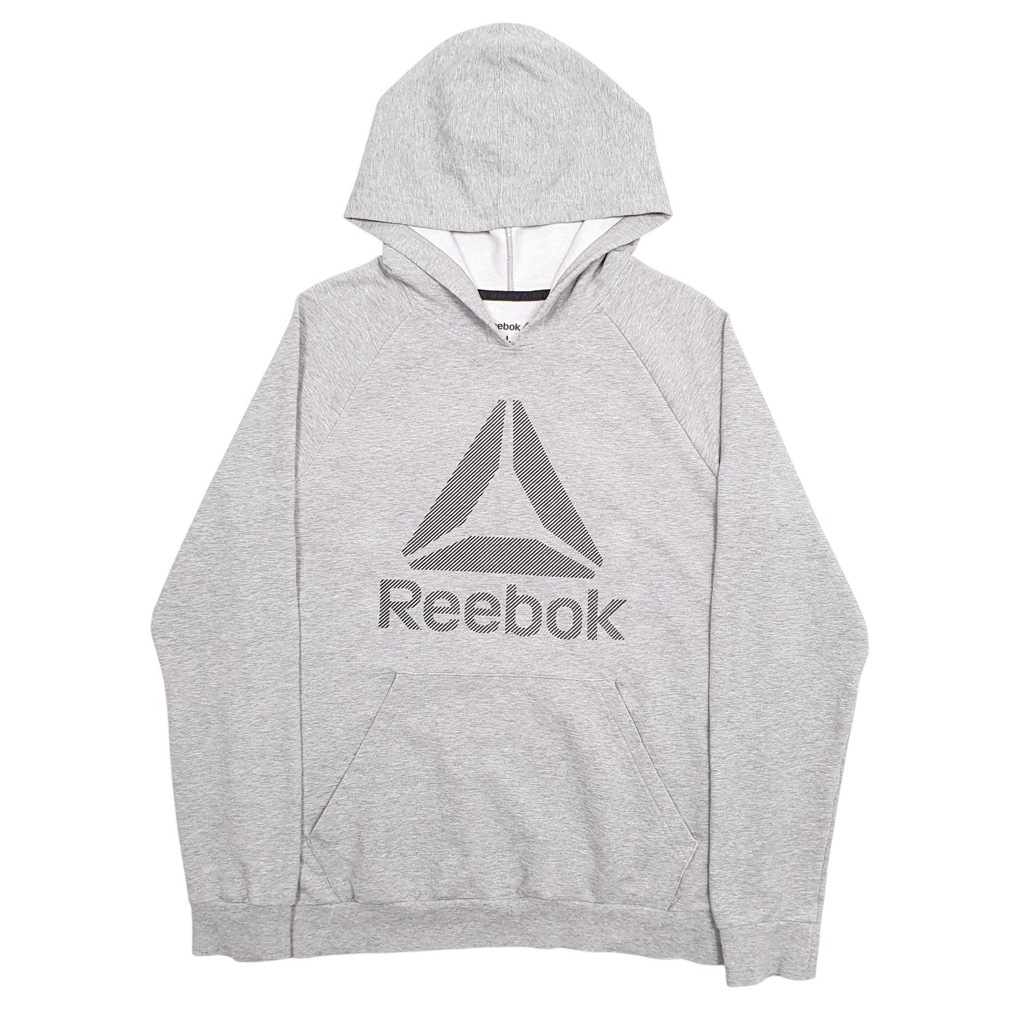 Mens Grey Reebok Spellout Hoodie Jumper