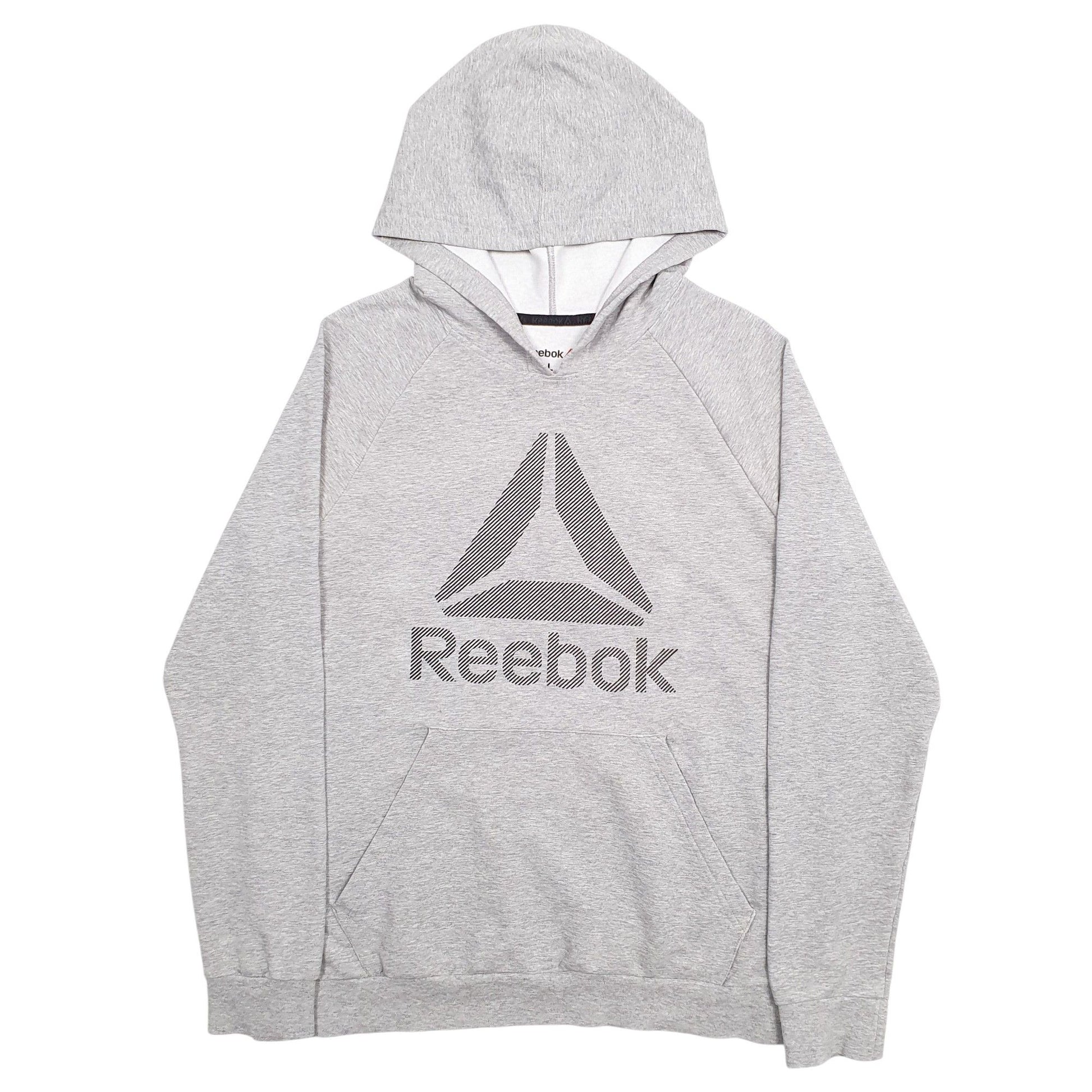 Mens Grey Reebok Spellout Hoodie Jumper
