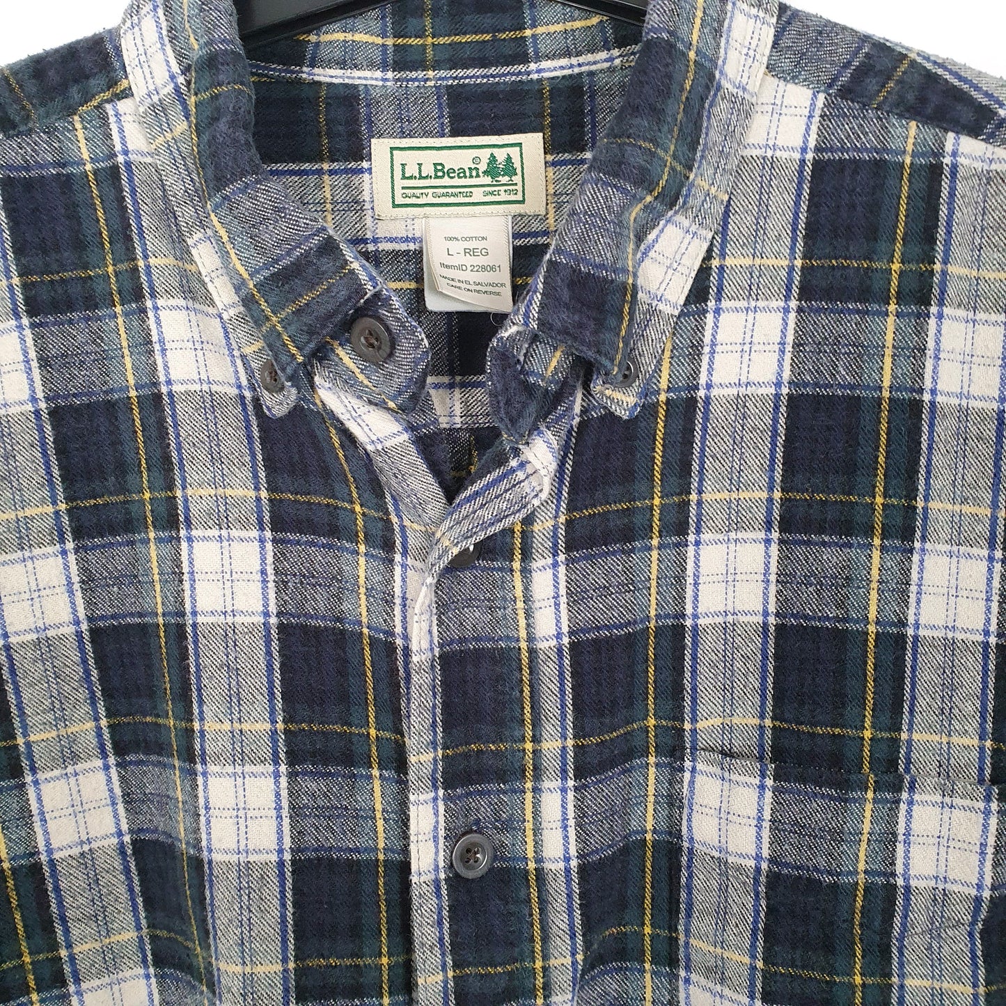 Mens Navy L.L.Bean Flannel Overshirt Long Sleeve Shirt