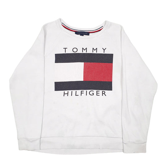 Womens White Tommy Hilfiger Spellout Crewneck Jumper