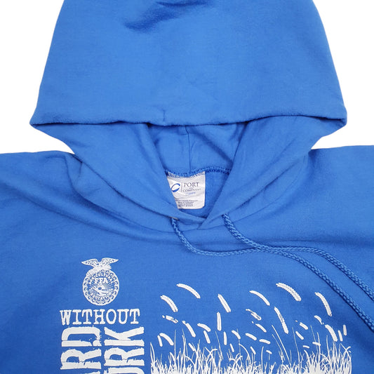 Mens Blue Port And Company Spellout Hoodie Jumper