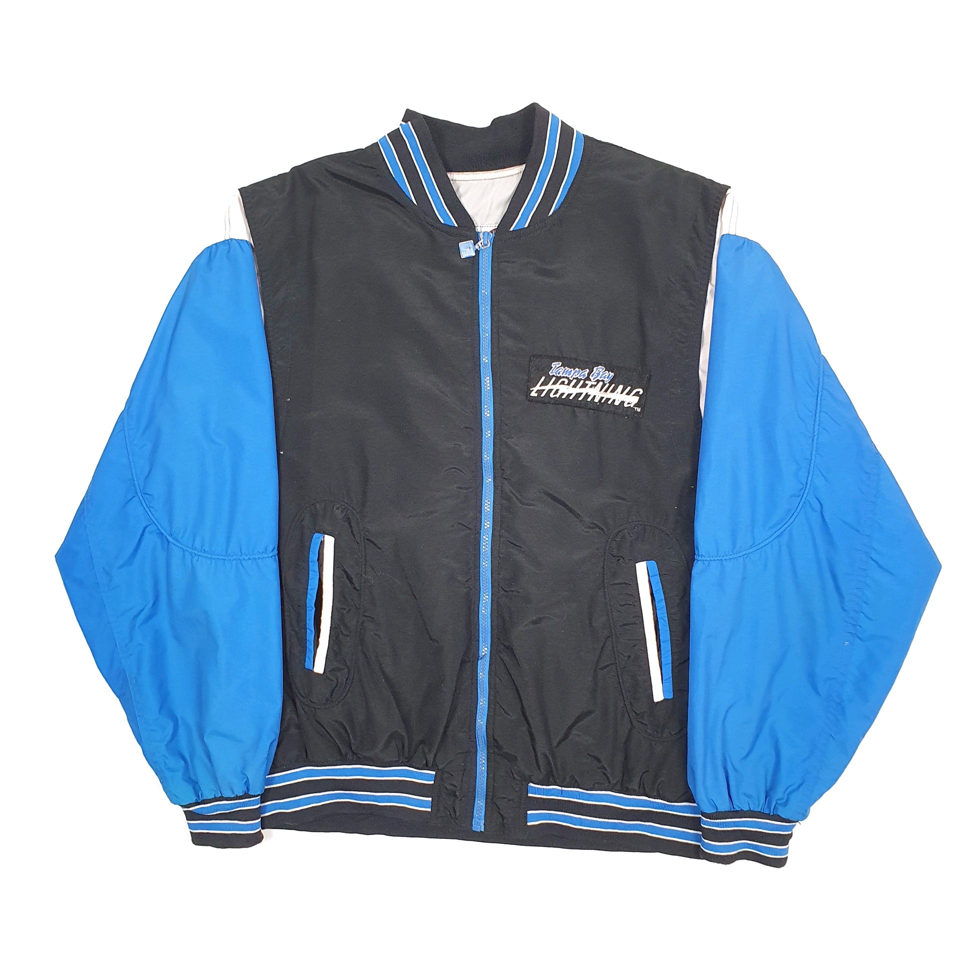 Mens Black NHL Tampa Bay Lightning Hockey Vintage 1990s Crewneck Coat