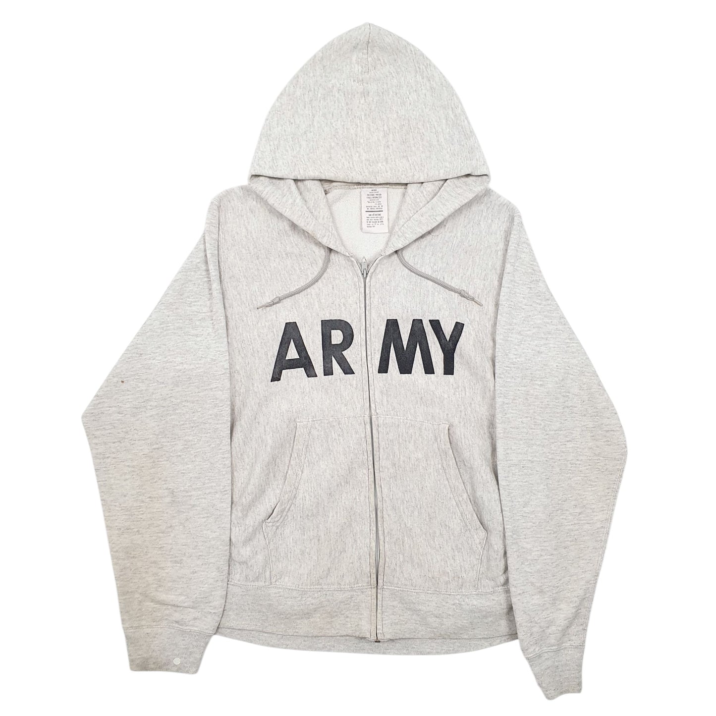 Mens Grey Army Vintage Spellout Full Zip Jumper