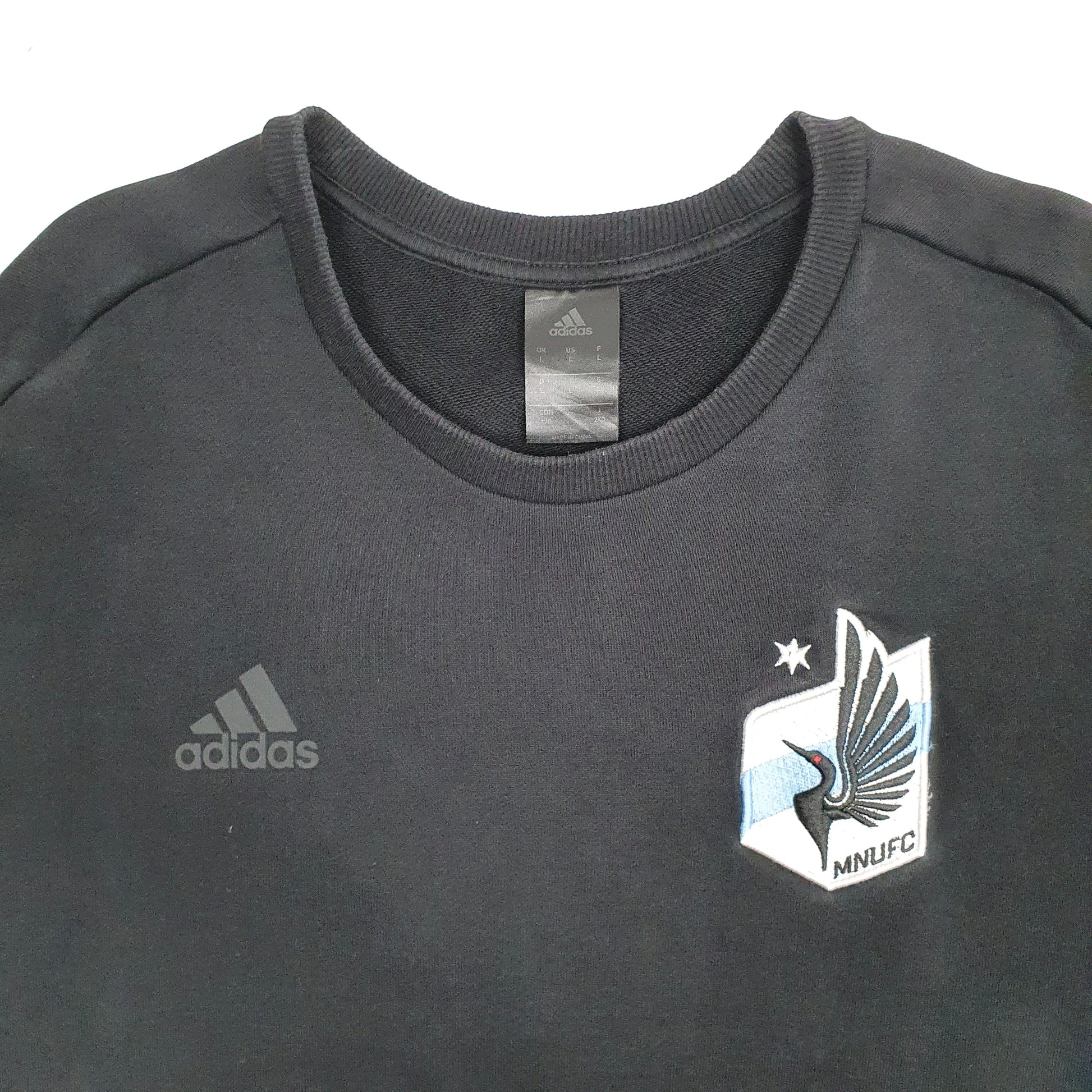 Mens Black Adidas Minnesota United FC Soccer MLB Crewneck Jumper