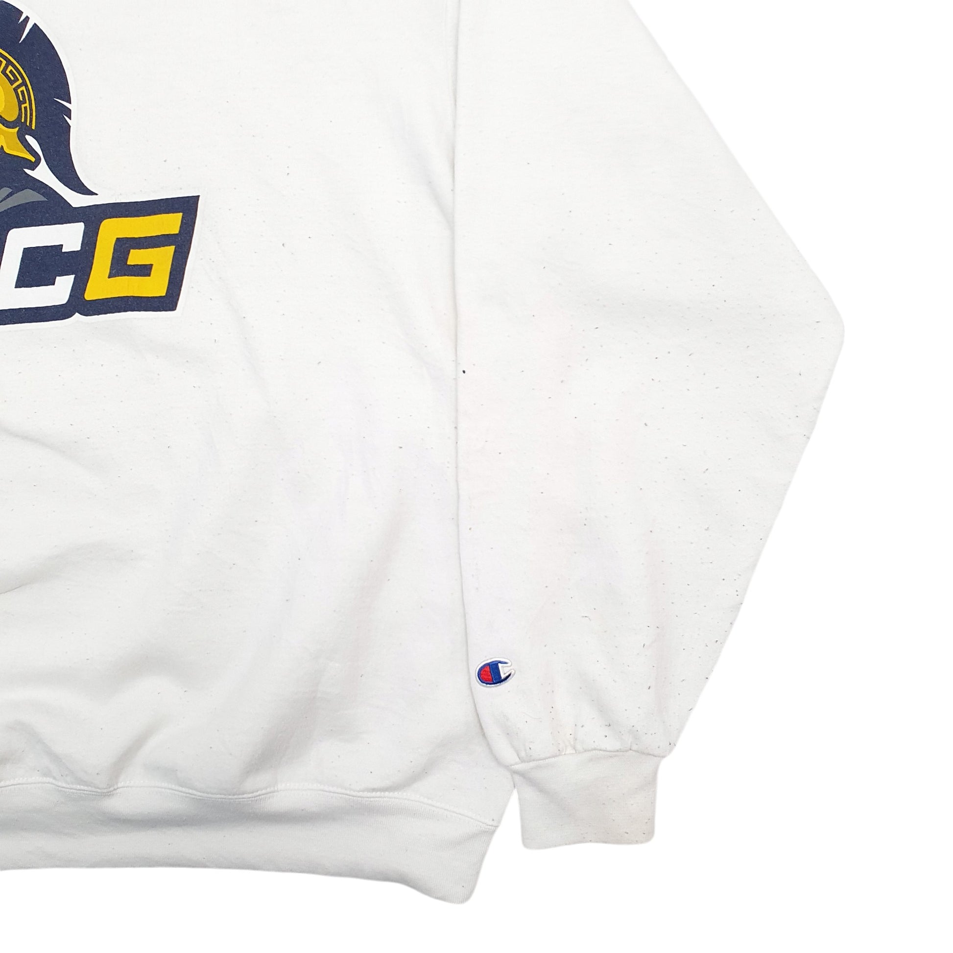 Mens White Champion USA College Trojan UNCG Spellout Crewneck Jumper