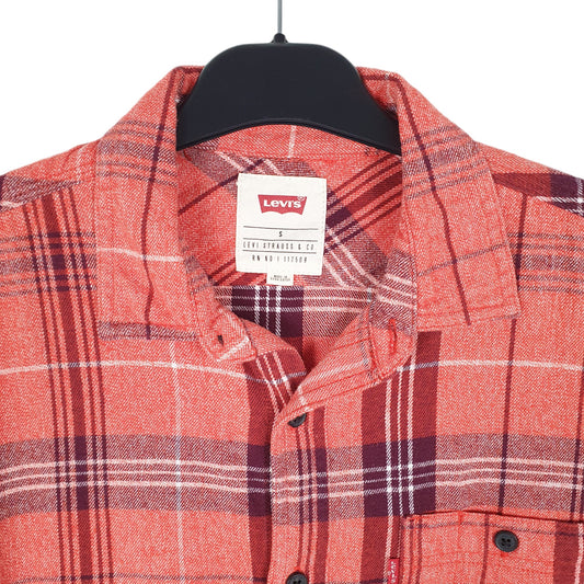 Mens Red Levis Flannel Overshirt Shacket Long Sleeve Shirt