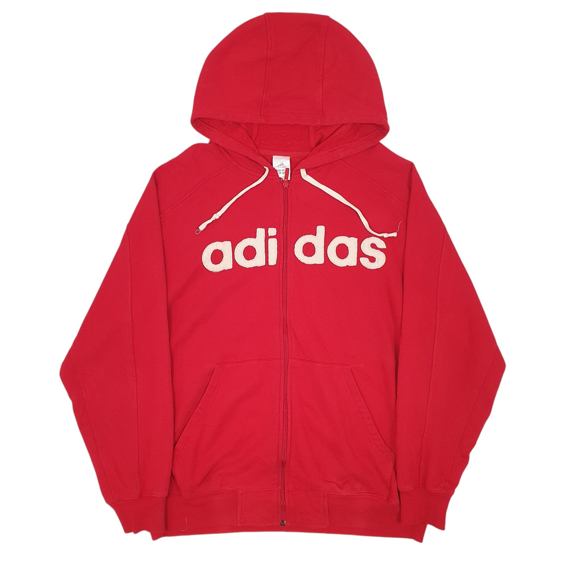 Mens Red Adidas Spellout Full Zip Jumper