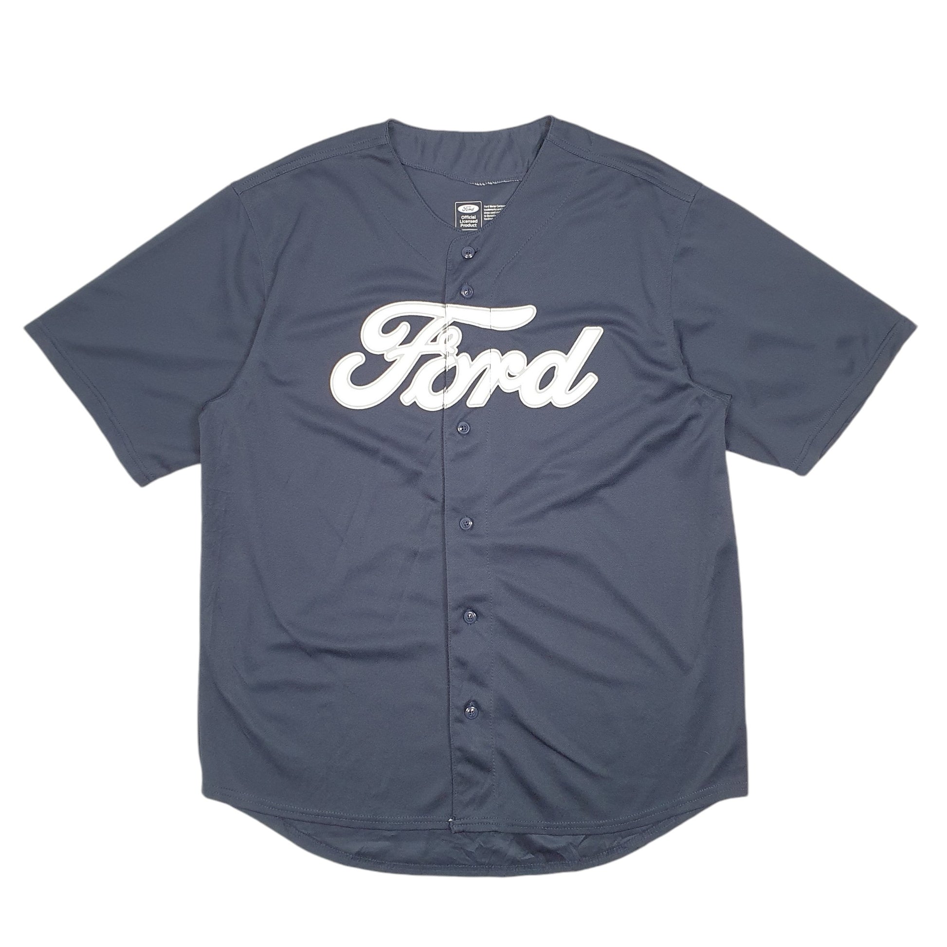 Mens Navy Ford Baseball Jersey Automobiles Cars USA Built Tough Short Sleeve T Shirt