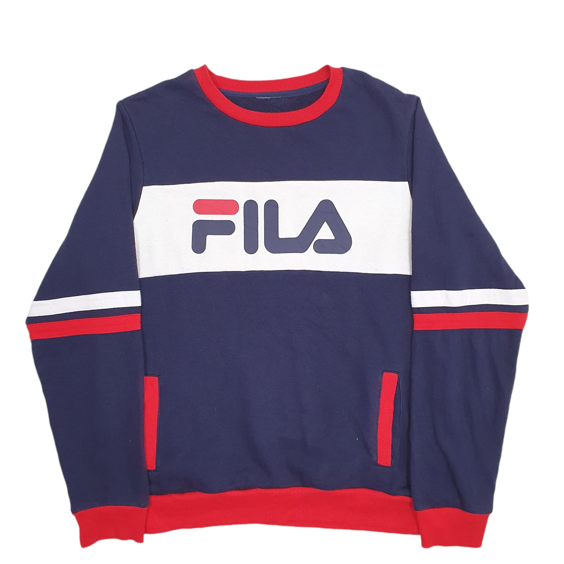 Womens Navy Fila Spellout Crewneck Jumper