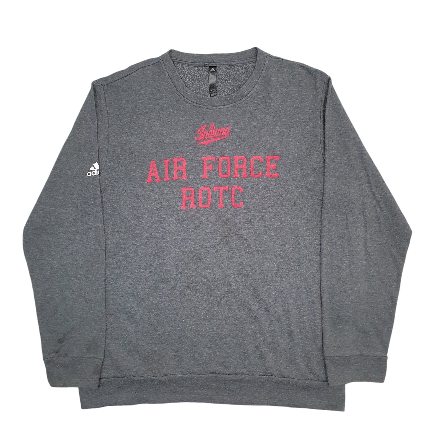 Mens Grey Adidas Indiana Air Force ROTC Spellout Crewneck Jumper