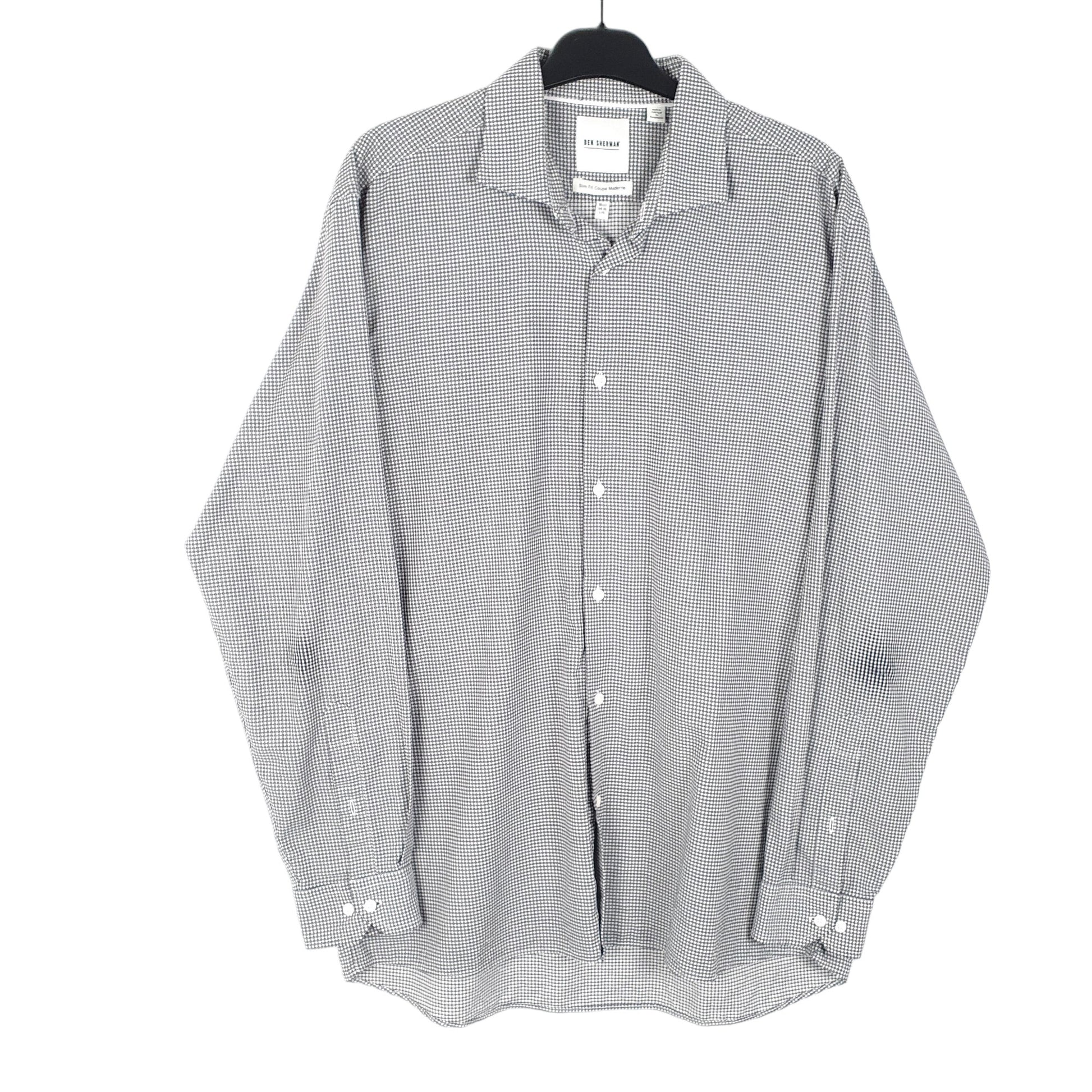 Mens Grey Ben Sherman Coupe Moderne Long Sleeve Shirt