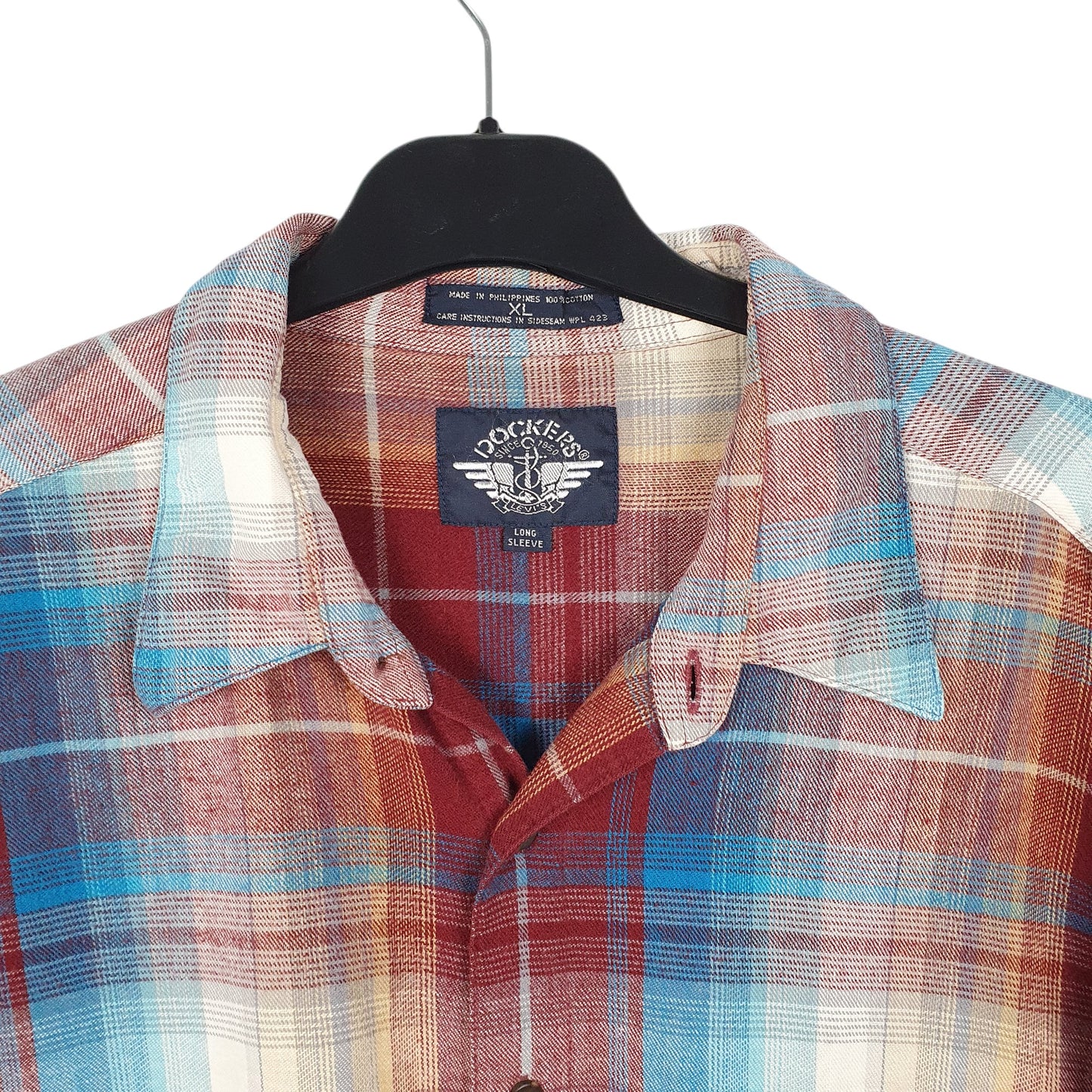 Mens Burgundy Dockers Flannel Long Sleeve Shirt