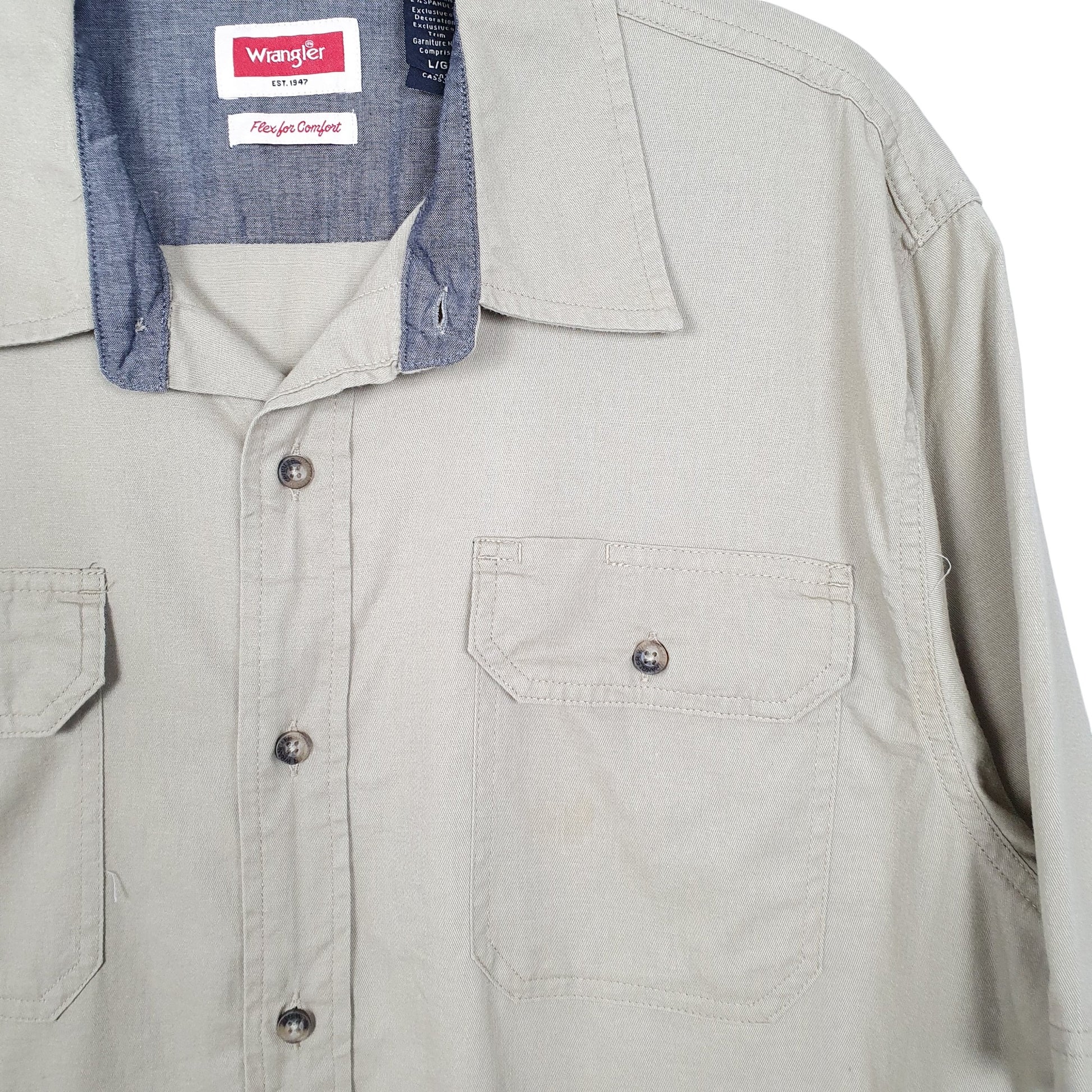 Mens Beige Wrangler Work Flex Comfort Short Sleeve Shirt