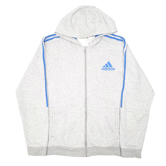 Mens Grey Adidas Hoodie Full Zip Jumper