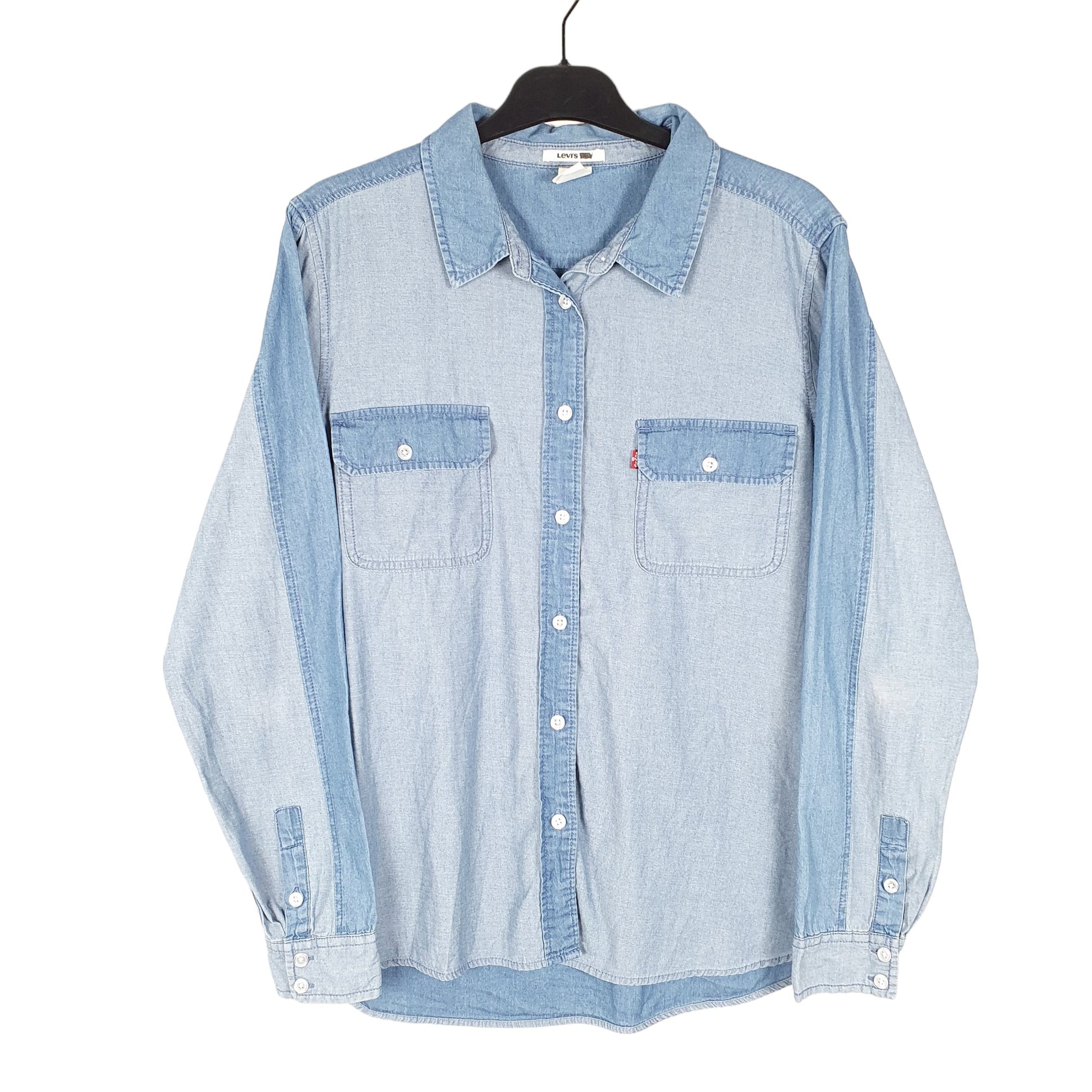 Womens Blue Levis Chambray Work Two Tone Long Sleeve Shirt