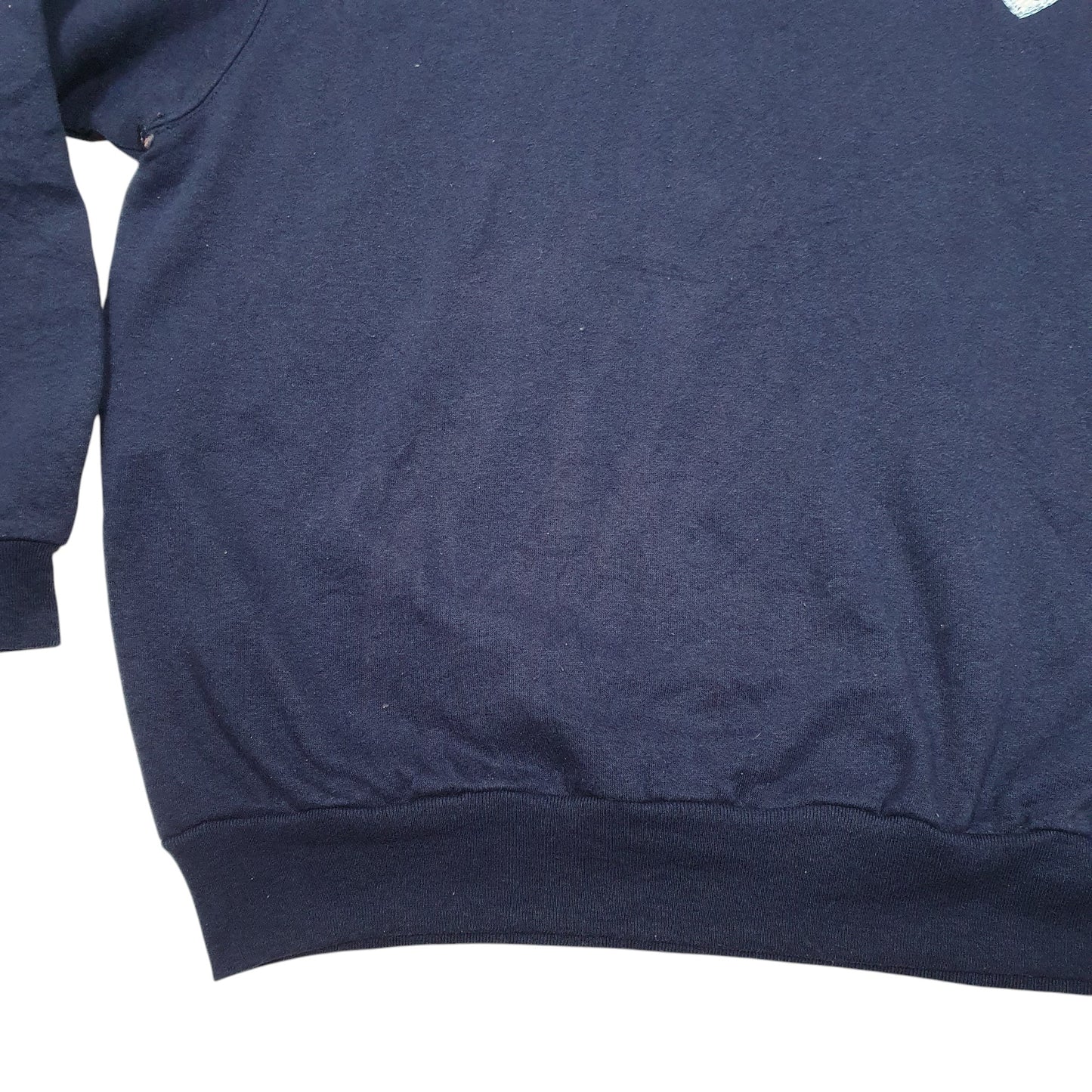 Womens Navy Top Stitch Collared Frill Hearts Embroided Vintage Crewneck Jumper