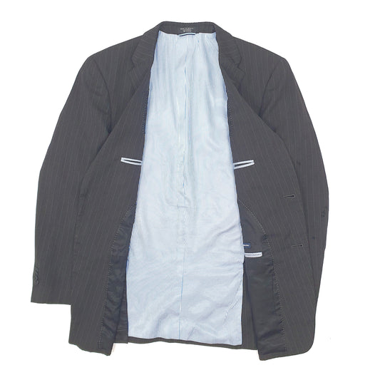 Mens Black Tommy Hilfiger Pinstripe  Coat