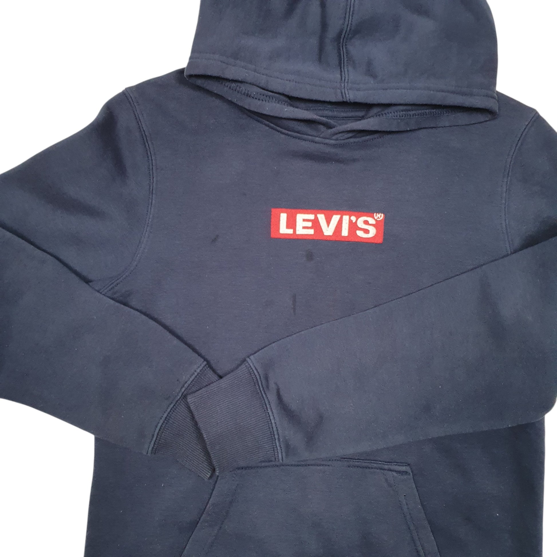 Womens Navy Levis Big E Box Logo Hoodie Jumper