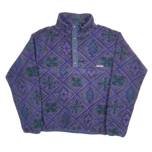 Mens Purple Patagonia Vintage 1990s Synchilla Aztec Made In USA Quarter Zip Jumper