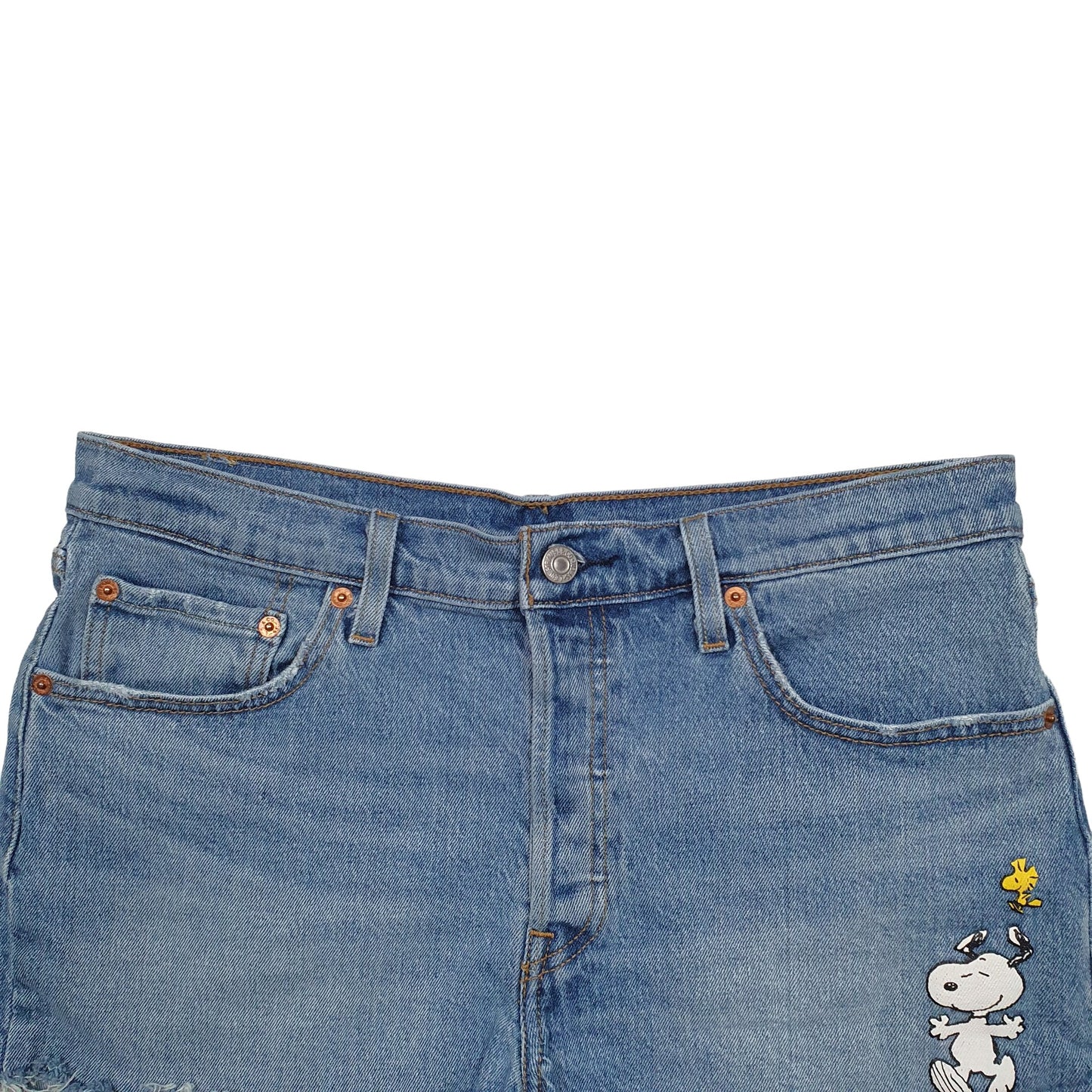 Womens Blue Levis 501 Jorts Snoopy Denim Shorts