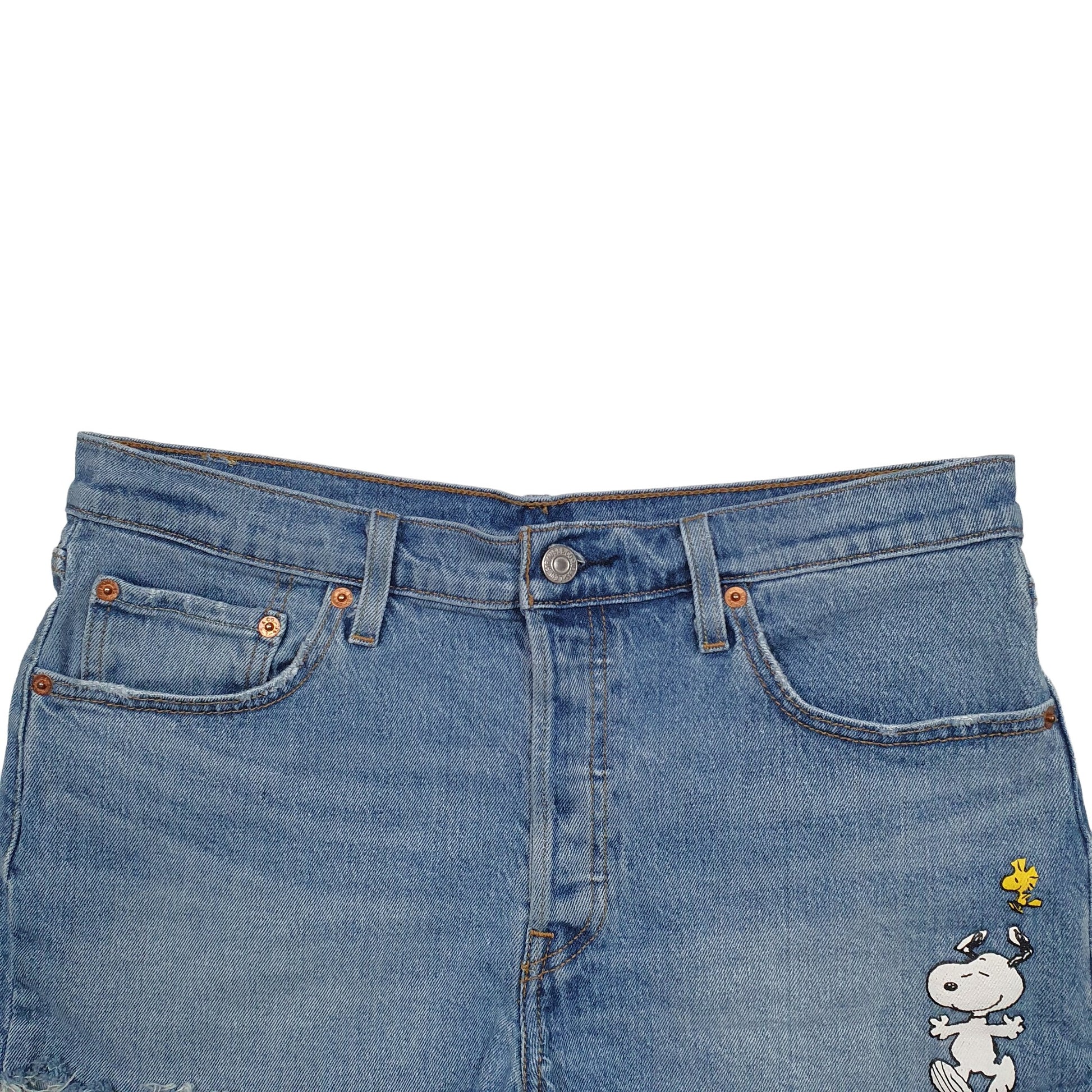 Womens Blue Levis 501 Jorts Snoopy Denim Shorts