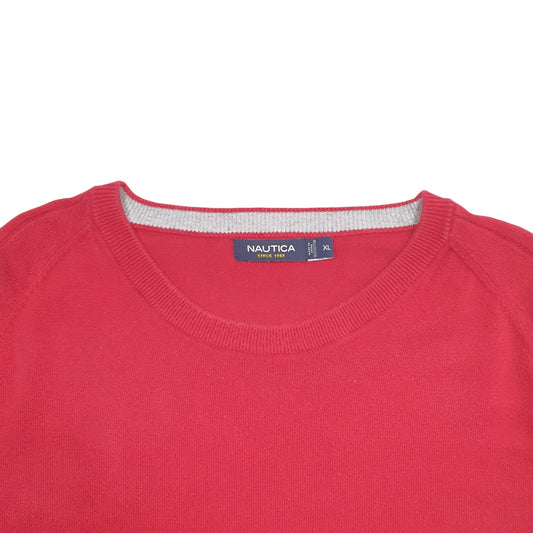 Mens Red Nautica Knit Crewneck Jumper