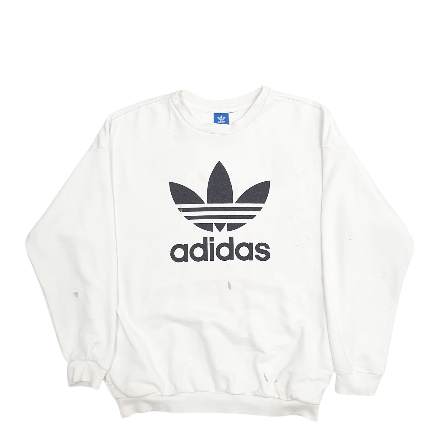 Mens White Adidas  Crewneck Jumper